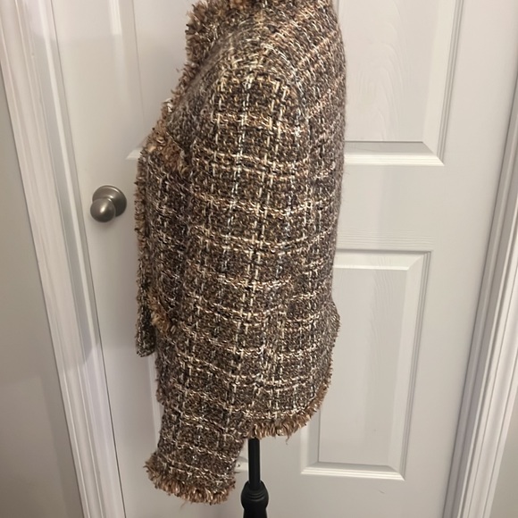 Vintage Rafaella Wool Blend Tweed Elegant Jacket Blazer Brown Front Hook Size 10 - Picture 2 of 4